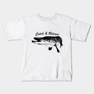 Catch and Release Series, Pike, Black color Kids T-Shirt